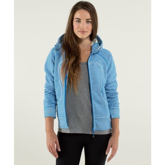 Lululemon Scuba Hoodie Stretch Slope Stripe Beaming Blue Size 4 - Picture 3 of 12